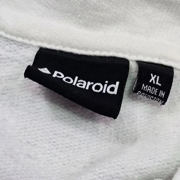 Polaroid Cropped Quarter Zip Sweatshirt Women XL White Rainbow Retro Pride - Picture 3 of 7